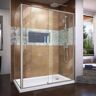 DreamLine Flex 34-1/2 in. D x 56 in. to 60 in. W x 72 in. H Semi-Frameless Neo-Angle Pivot Shower Enclosure in Brushed Nickel