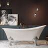 AKDY Clawfoot Bathtub - 69 in. Glossy White Acrylic Bathtub - Modern Flat Bottom Stand Alone Tub - Luxurious SPA Tub