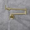 GIVING TREE Farmhouse Double Handle Wall Mount Pot Filler with Solid Brass Instruction in Brushed Gold