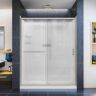 DreamLine Infinity-Z 32 in. x 60 in. Semi-Frameless Sliding Shower Door in Brushed Nickel with Center Drain Base and BackWalls