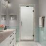 Aston Kinkade XL 21.75 in. - 22.25 in. x 80 in. Frameless Hinged Shower Door with Ultra-Bright Frosted Glass in Bronze