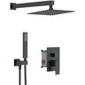 GIVING TREE Single-Handle 2-Spray High Pressure Wall Mount 10 in. Shower Head Hand Shower Faucet in Matte Black (Valve Included)