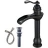 Single Handle Single Hole Waterfall Bathroom Vessel Sink Faucet with Pop-Up Drain Assembly Included in Oil Rubbed Bronze