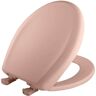 BEMIS Soft Close Round Plastic Closed Front Toilet Seat in Venetian Pink Removes for Easy Cleaning and Never Loosens