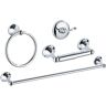 Dracelo 4-Piece Bath Hardware Set with Towel Ring Toilet Paper Holder Towel Hook and 18 or 24 in. Towel Bar in Chrome