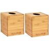 Alpine Square Cube Wood Tissue Box Cover Holder in Bamboo (2-Pack)