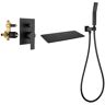 Miscool Poo Single-Handle Wall Mount Roman Tub Faucet with Hand Shower in Matte Black (Valve Included)