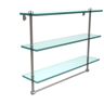 Allied 22 in. Triple Tiered Glass Shelf with Integrated Towel Bar in Satin Nickel
