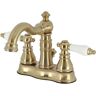 Kingston American Patriot 4 in. Centerset 2-Handle Bathroom Faucet with Pop-Up Drain in Brushed Brass