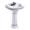 RENOVATORS SUPPLY MANUFACTURING India Reserve 22-7/8 in. Pedestal Bathroom Sink in White Sink Vessel Basin with Green and Gold with Overflow