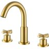 Tomfaucet 8 in. W spread Deck Mount 2-Handle Bathroom Faucet in Brushed Gold