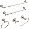 Vanity Art Rochefort 5-Piece Bath Hardware Set With Towel Hook and Ring Toilet Paper Holder Towel Bars in Polished Chrome