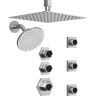 GRANDJOY Module Switch His and Hers Shower 5-Spray Patterns with 2.5 GPM 12 in. Ceiling Mount Fixed Shower Head in Brushed Nickel