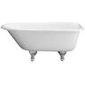 Barclay Products Abbey 48 in. Cast Iron Roll Top Clawfoot Non-Whirlpool Bathtub in White with No Faucet Holes and Polished Chrome Feet