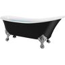 AKDY 69 in. Acrylic Double Slipper Clawfoot Non-Whirlpool Bathtub in Glossy Black