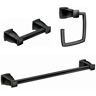 MOEN Hensley Press and Mark 3-Piece Bath Hardware Set with 24 in. Towel Bar, Paper Holder and Towel Ring in Matte Black