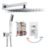 Zalerock Rainfall 1-Spray Square 12 in. Shower System Shower Head with Handheld in Brushed Nickel (Valve Included)