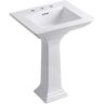 KOHLER Memoirs Stately Ceramic Pedestal Bathroom Sink Combo in White with Overflow Drain