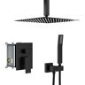 UPIKER 360°Adjustable Dual Shower Head with 10 in. Ceiling Mount Square Shower Head in Matte black