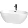 Wyndham Collection Brooklyn 60 in. Acrylic Flatbottom Bathtub in White with Matte Black Trim and Faucet