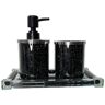 Amazing Rugs Ambrose Exquisite 3 Piece Black Soap Dispenser and Toothbrush Holder with Tray Bath Accessory Set