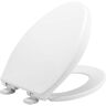 BEMIS Hospitality Elongated Soft Close Commercial Plastic Closed Front Toilet Seat in White Never Loosens and DuraGuard