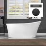 WOODBRIDGE Wayne 59 in. Acrylic FlatBottom Single Slipper Bathtub with Oil Rubbed Bronze Overflow and Drain Included in White