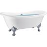 AKDY 59 in. Fiberglass Double Slipper Clawfoot Non-Whirlpool Bathtub in Glossy White