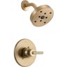 Delta Trinsic 1-Handle Wall Mount Shower Faucet Trim Kit in Champagne Bronze with H2Okinetic (Valve Not Included)