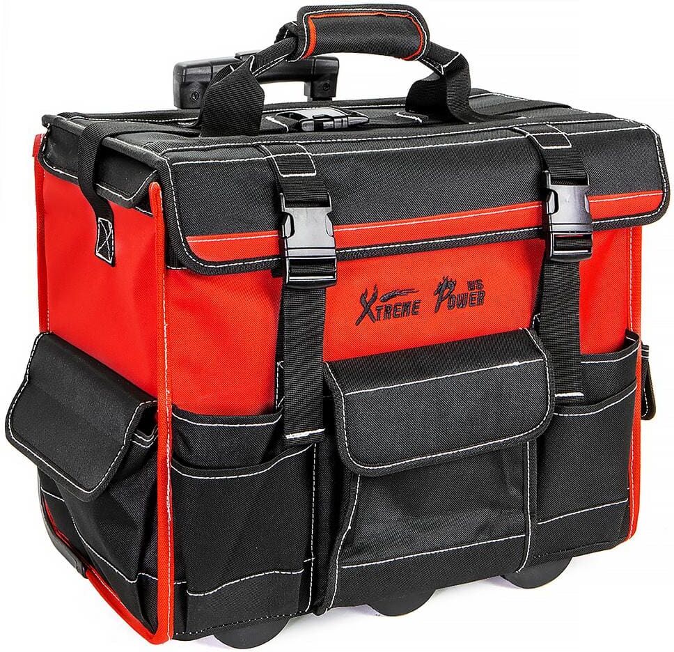 XtremepowerUS 11 in. x 18 in. Jobsite Rolling Tote Tool Bag Storage Organizer Backpack