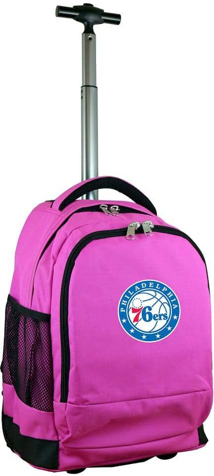 Denco NBA Philadelphia 76ers 19 in. Pink Wheeled Premium Backpack