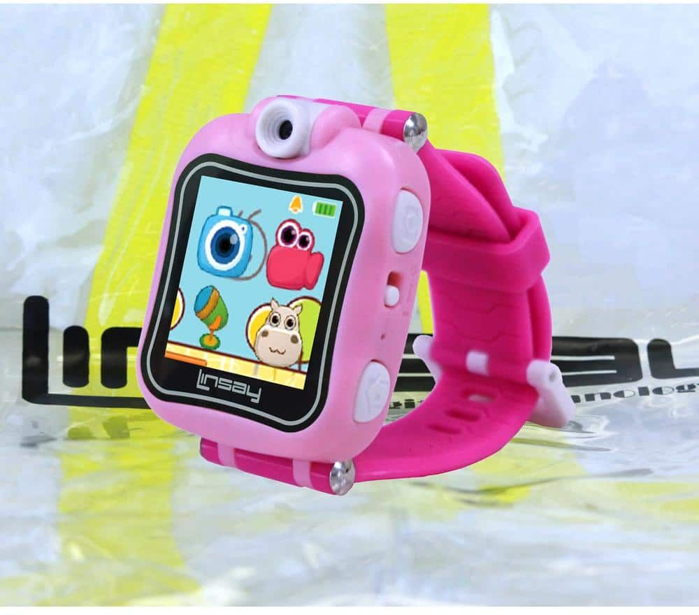 LINSAY 1.5 in. Smart Watch Kids Cam Selfie with Bag Pack, Pink