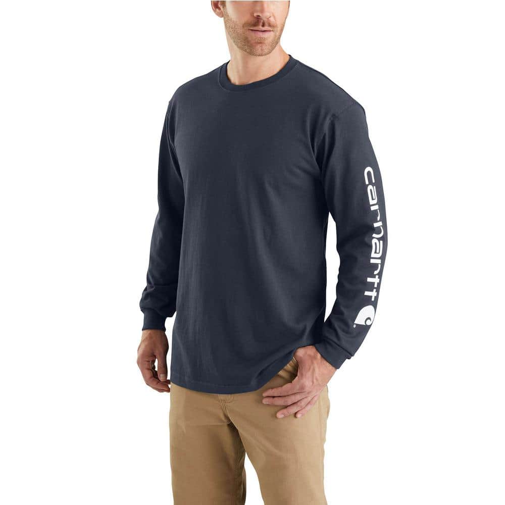 Carhartt Men's Regular Large Navy Cotton Long-Sleeve T-Shirt