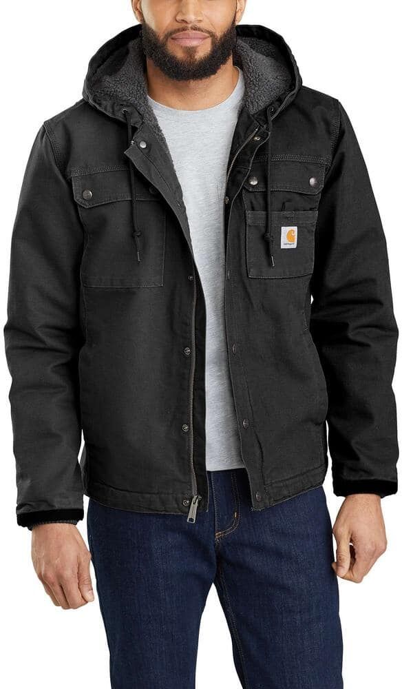 Carhartt Men's Large Black Cotton Washed Duck Bartlett Jacket