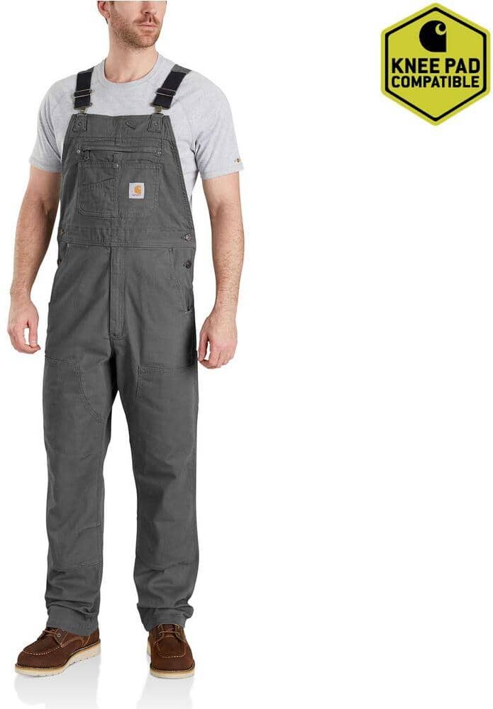 Carhartt Men's 30 in. x 32 in. Gravel Cotton/Spandex Rugged Flex Rigby Unlined Bibs