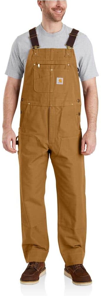 Carhartt Men's 32 in. x 32 in. Brown Cotton Relaxed Fit Duck Bib Overalls