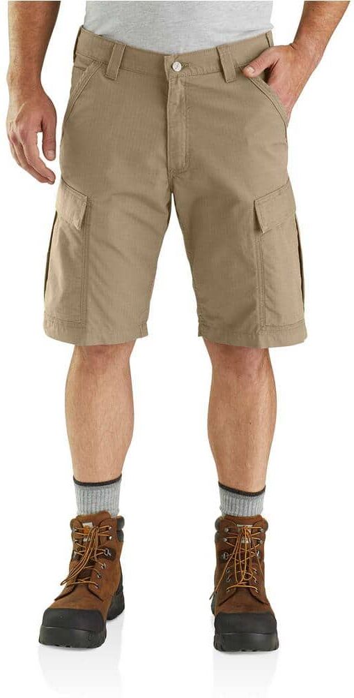 Carhartt Men's 30 in. Dark Khaki Cotton/Polyester/Elaster Force Broxton Cargo Short