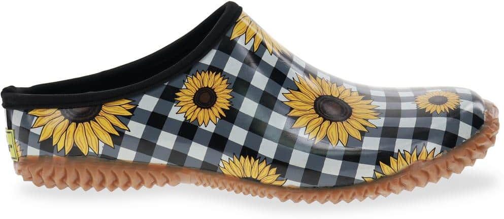 Western Digital Women's Sunny Flowers Waterproof Rubber Clog - Black Size 11