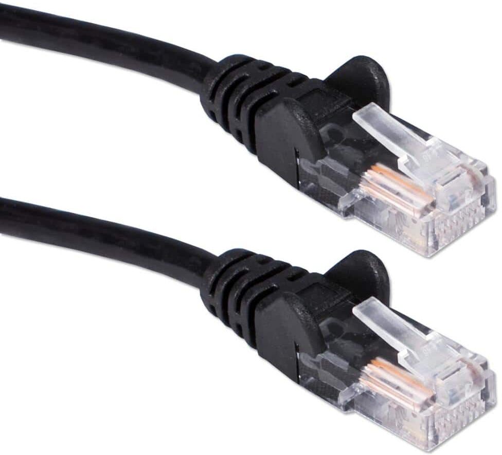 QVS 100 ft. Cat 6 Gigabit Flexible Molded Snagless Black Patch Cord