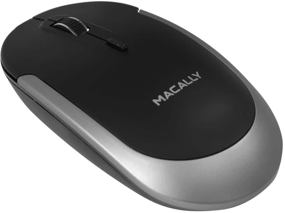 Macally Silent Wireless Bluetooth Mouse for Mac/PC, Compact Design :Optical Sensor and DPI Switch 800/1200/1600, Black