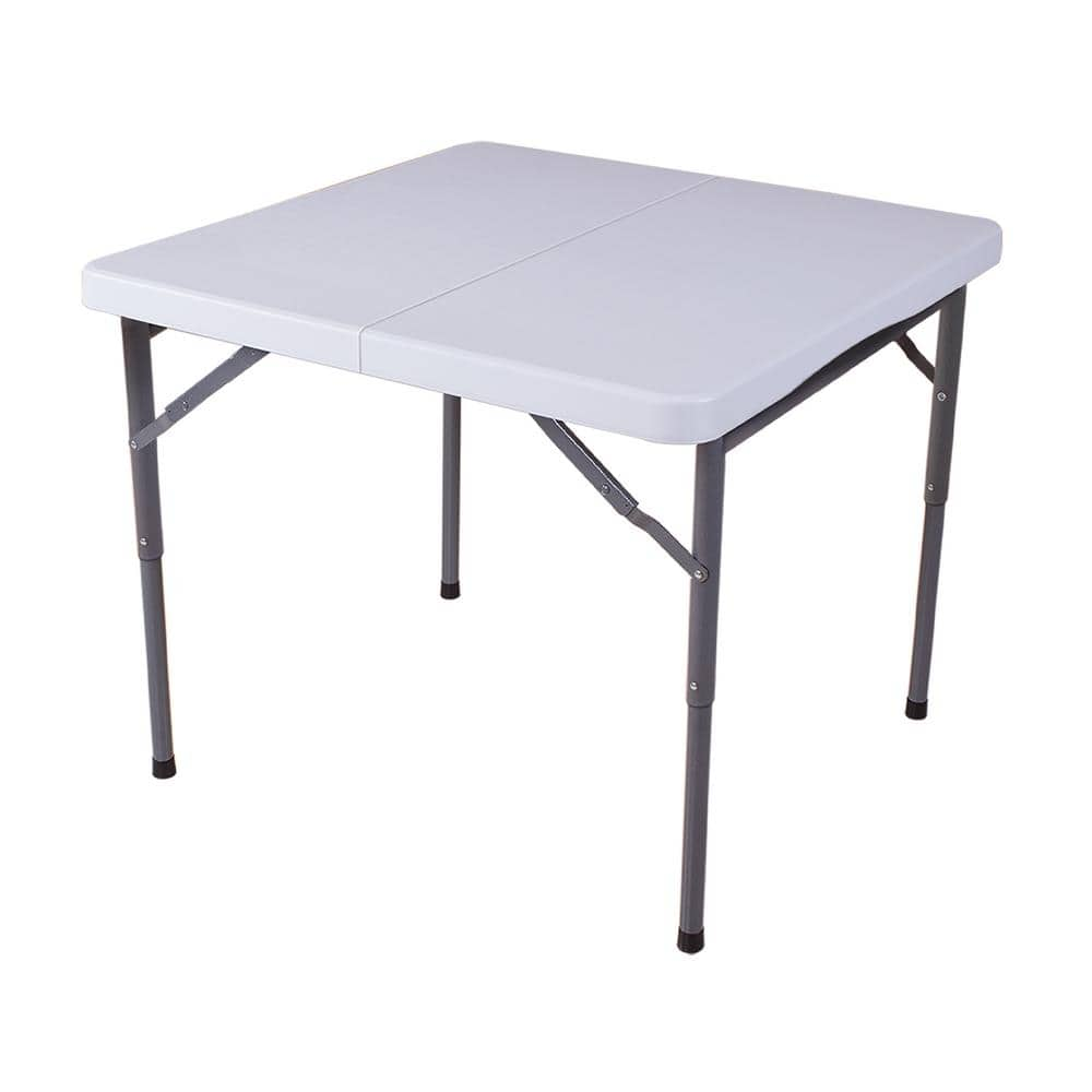 Plastic Development Group 1-Piece Plastic Development 34 in. White Metal Foldable Card Table