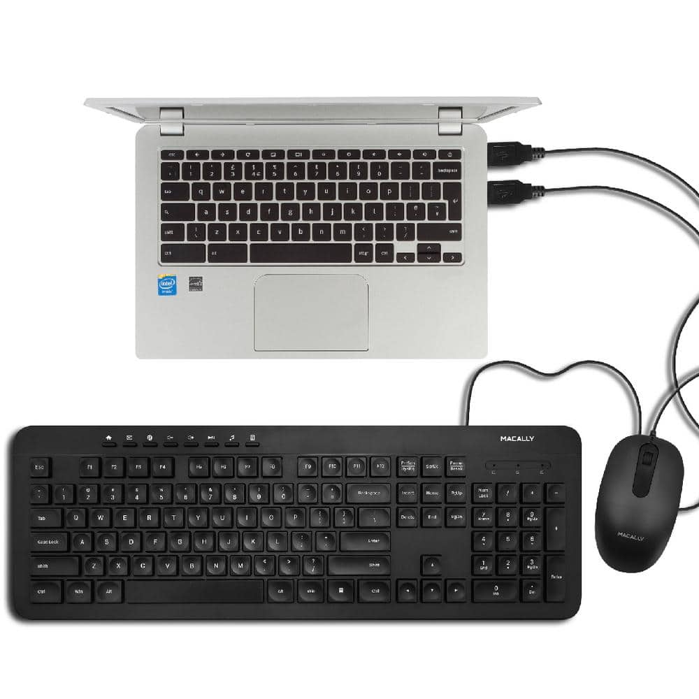 Macally USB Wired Keyboard and Mouse Combo Bundle for PC, Desktop Computer, Laptop, Notebook, ChromeBook