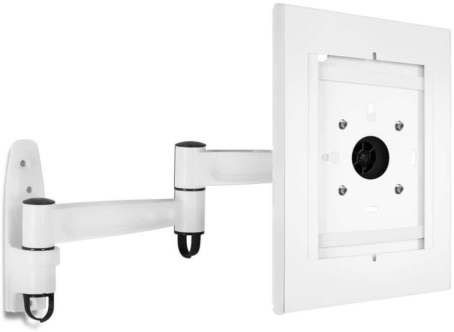 mount-it! Secure iPad Wall Mount Enclosure with Swing Arm, Compatible with iPad 9.7, 10.2, iPad Air, iPad Pro, Samsung Tab, White