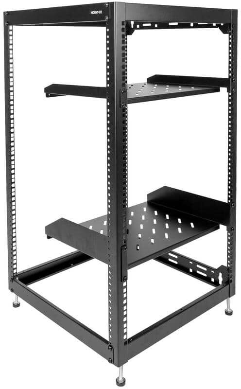 Mount-It! 20U Open Frame Server Rack 17 in. Black