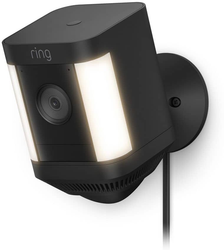 Ring Spotlight Cam Plus, Plug-In - Smart Security Video Camera with LED Lights, 2-Way Talk, Color Night Vision, Black