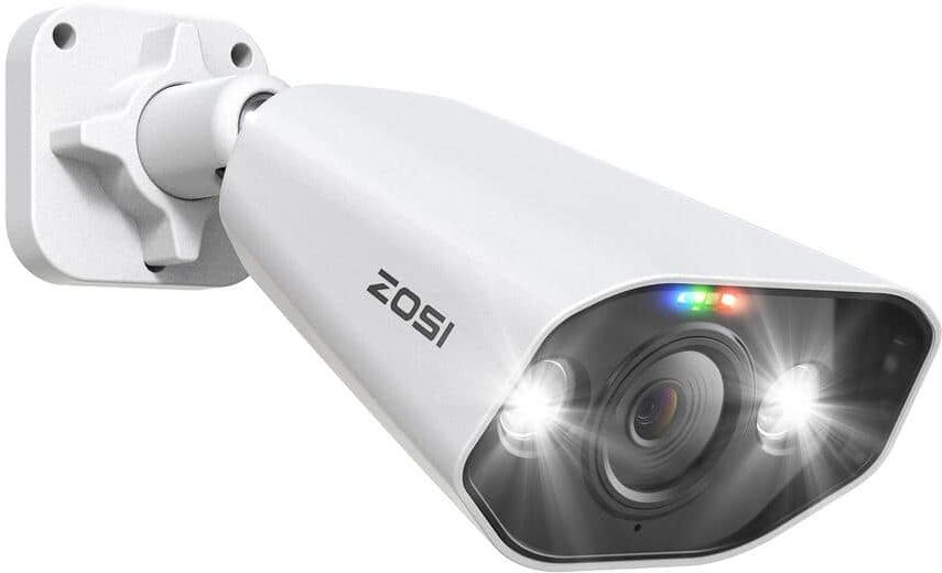 ZOSI 5MP 3K POE Outdoor Smart Home IP Security Camera, 2-Way Audio, Color Night Vision, Wired Surveillance System