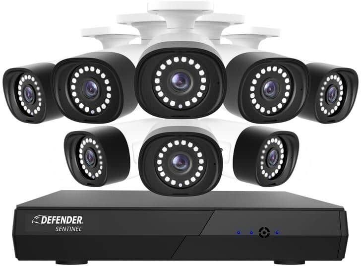 Defender Sentinel 4K Ultra HD Wired NVR 8 Channel Security Camera System with 8 POE Cameras Smart Human Detection and Mobile App