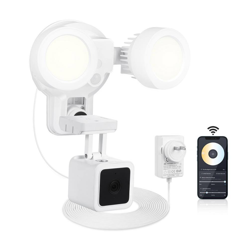 Wasserstein 3-in-1 Plugged-In Smart Floodlight, Charger & Mount for Wyze Cam V3 -1500 Lumens, Motion Sensor & Timer Control