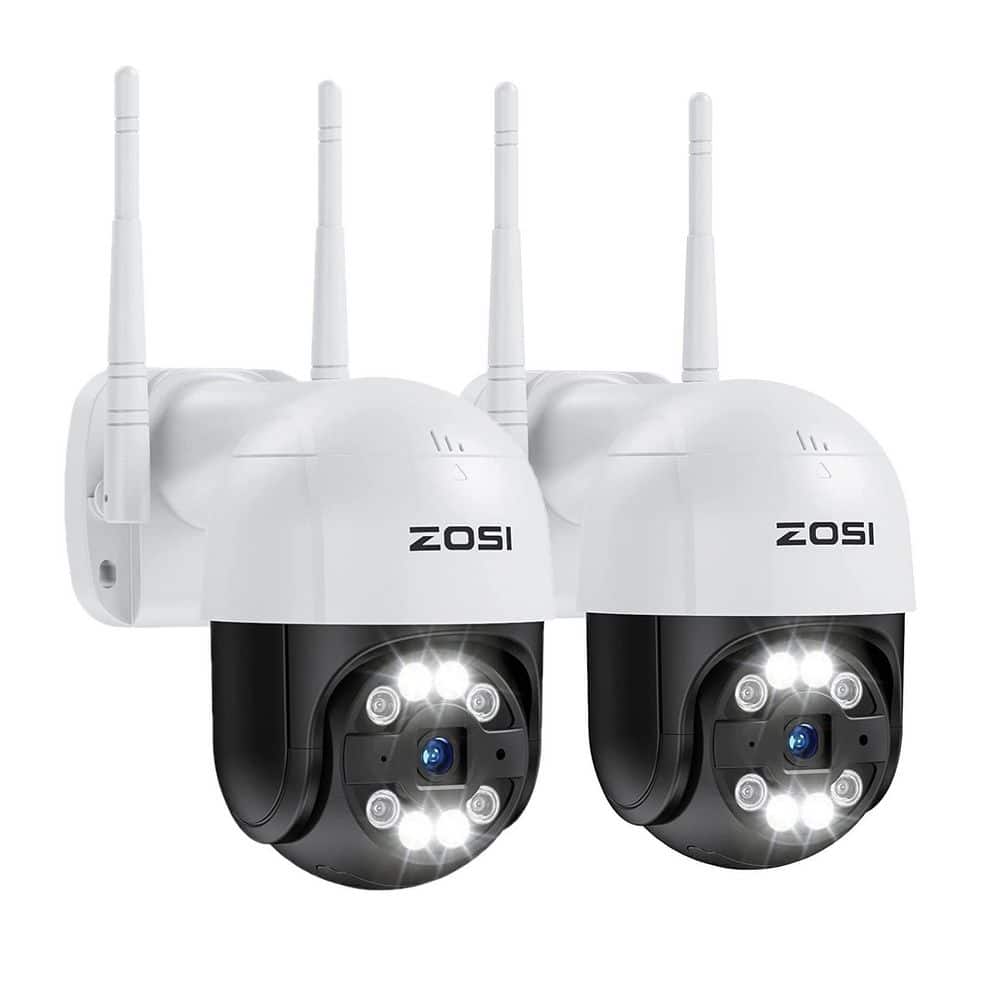 ZOSI 1080p Wi-Fi Pan/Tilt Security Camera, Wireless Surveillance System with Human Detection, 2-Way Audio (2-Pack)