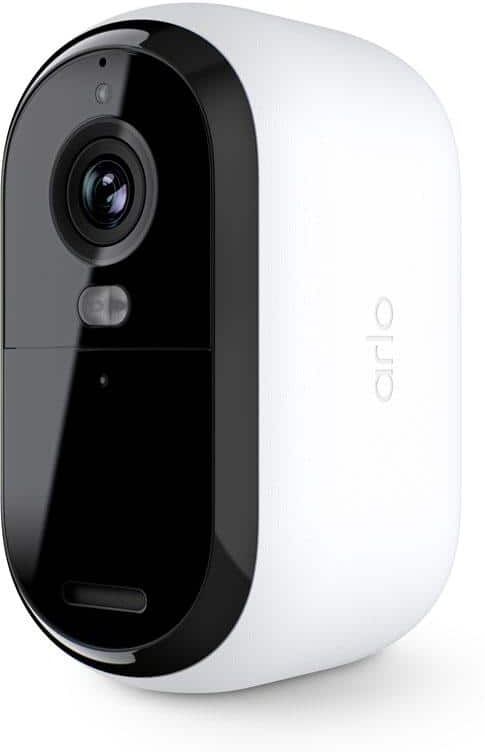 Arlo Essential Wireless Outdoor Home Security Camera 2K (2nd Gen) with Color Night Vision and Integrated Spotlight - White